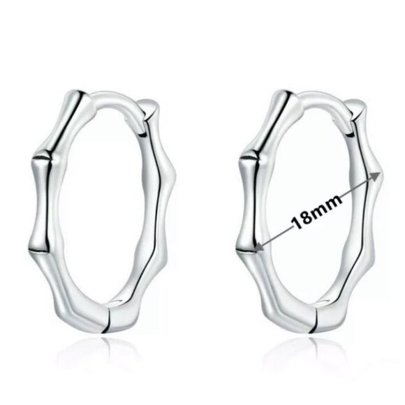 The Bamboo Bae 925 silver dainty huggie, hoop earrings - Picture 2 of 7